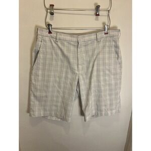 Nike Golf Fit Dry White Blue Gray Plaid Shorts  36 Mint!